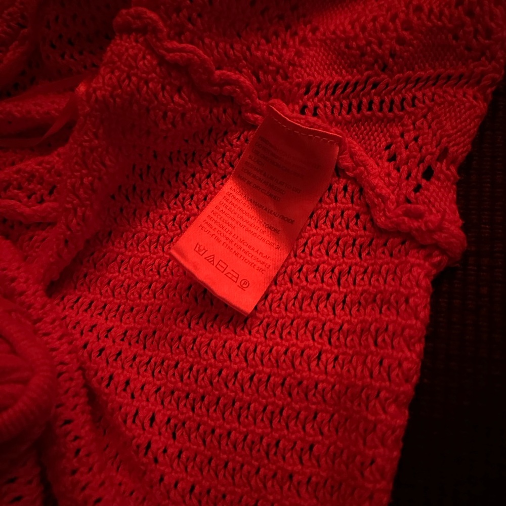 Urban Outfitters Lily Open Knit Flyaway Cardigan Pink Cropped Shrug Sweater S - Picture 9 of 10